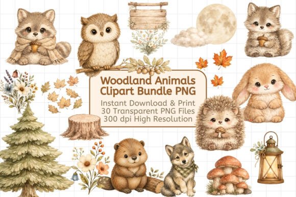 30 Woodland Animals Clipart Bundle: A Designer's Forest Toolkit