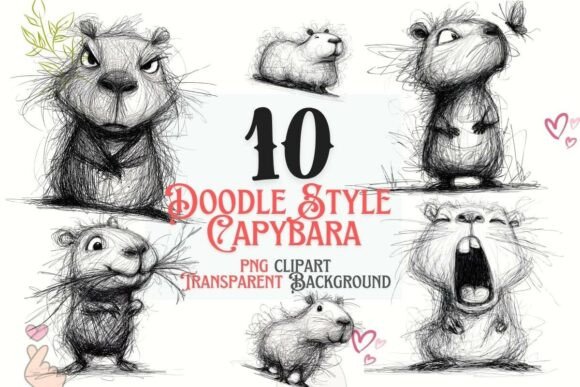 Adorable Capybara Doodle Clipart for Modern Designs