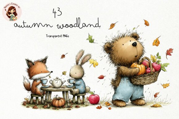 Charming Autumn Woodland Clipart for Seasonal Creativity