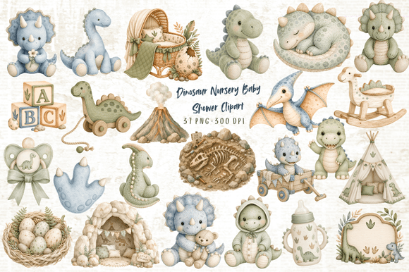 Charming Dinosaur Nursery Baby Shower Clipart for Creators