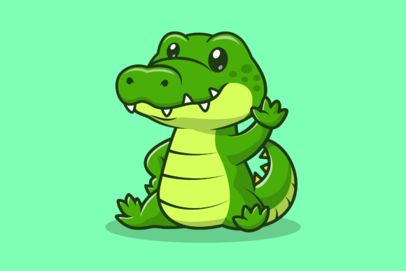 Charming Waves: The Cute Crocodile Cartoon Asset