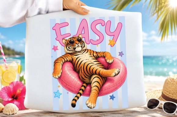 Easy Lazy Tiger Vacation Mode Summer PNG: Chill Vibes for Your Projects