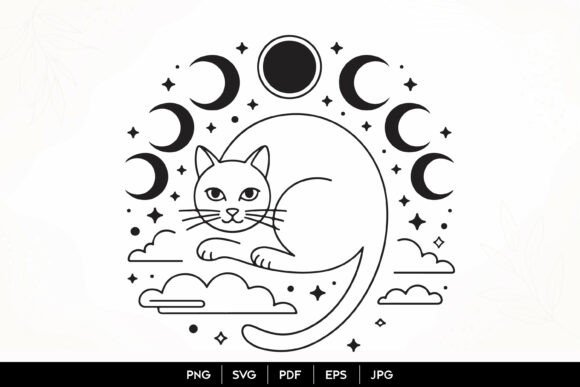 Enchant Your Projects with Mystical Moon Cat SVG Design