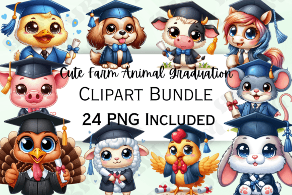 Farm Animals Graduation Clipart: Celebrating Success Down on the Farm
