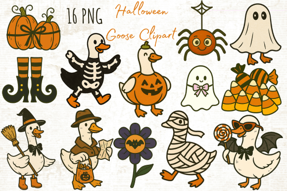 Halloween Goose Clipart PNG: Spooky & Fun Sublimation Designs