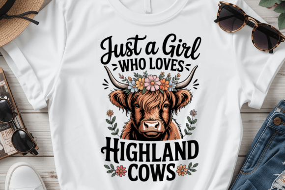 Just a Girl Who Loves Highland Cows PNG: A Design Asset with Rustic Charm