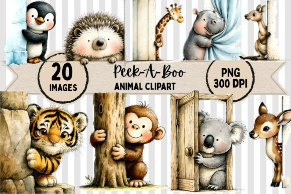 Peek-a-Boo Animals Clipart: A Playful Collection for Creative Projects