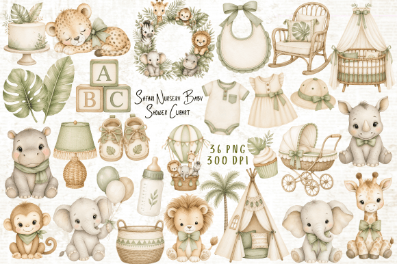Safari Nursery Baby Shower Clipart: A Designer's Go-To Asset