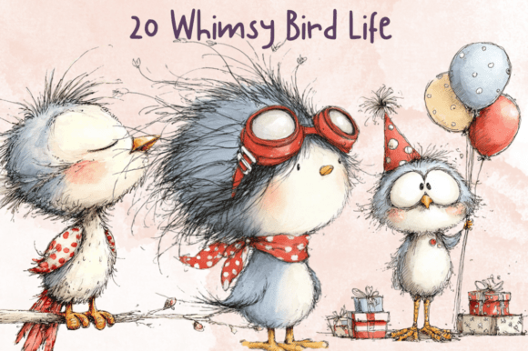 Storybook Whimsy Bird Clipart Set: Nature's Charm for Creative Projects
