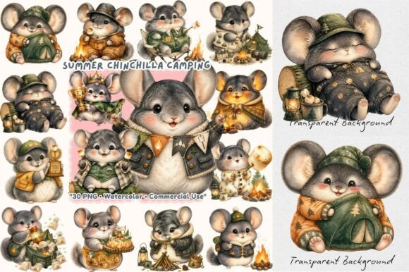 Summer Camping Chinchilla Watercolor: A Cozy Design Bundle