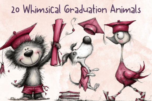 Whimsical Graduation Animals Clipart Set: Beyond the Cap and Gown