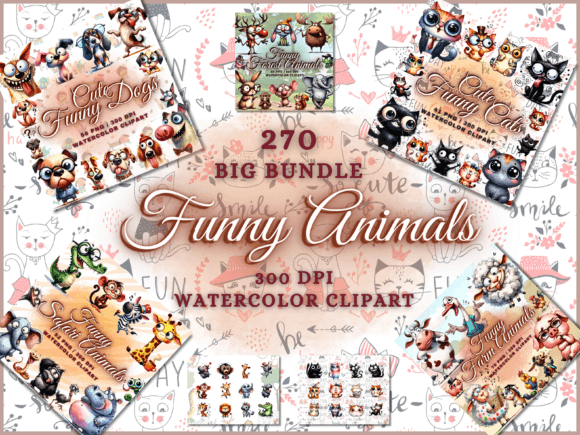 Whimsy in Watercolor: A Guide to the Cute Funny Baby Animals Clipart Bundle