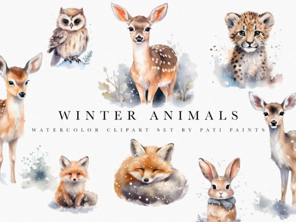 Winter Animals Clipart Bundle: Elevate Your Designs with Watercolor Charm